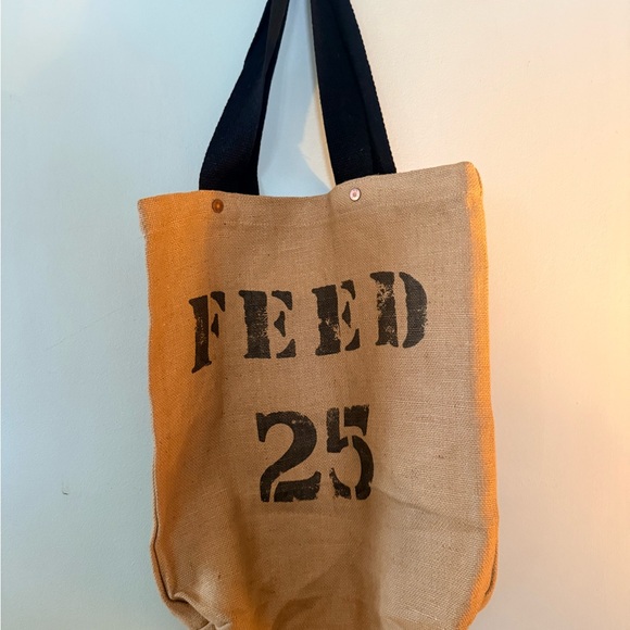 Feed Handbags - Feed Canvas Tote Bag - Tan and Black